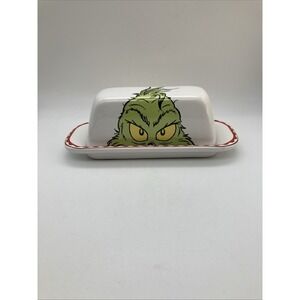 Dr. Seuss Ceramic Butter Dish How the Grinch Stole Christmas, 7-inch Covered New